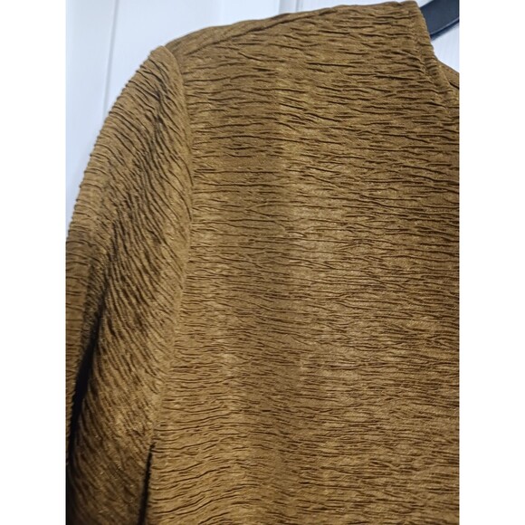 Women's Ann Taylor Factory 3/4 Sleeve Golden Brown Crinkle Top Size M - Picture 3 of 7